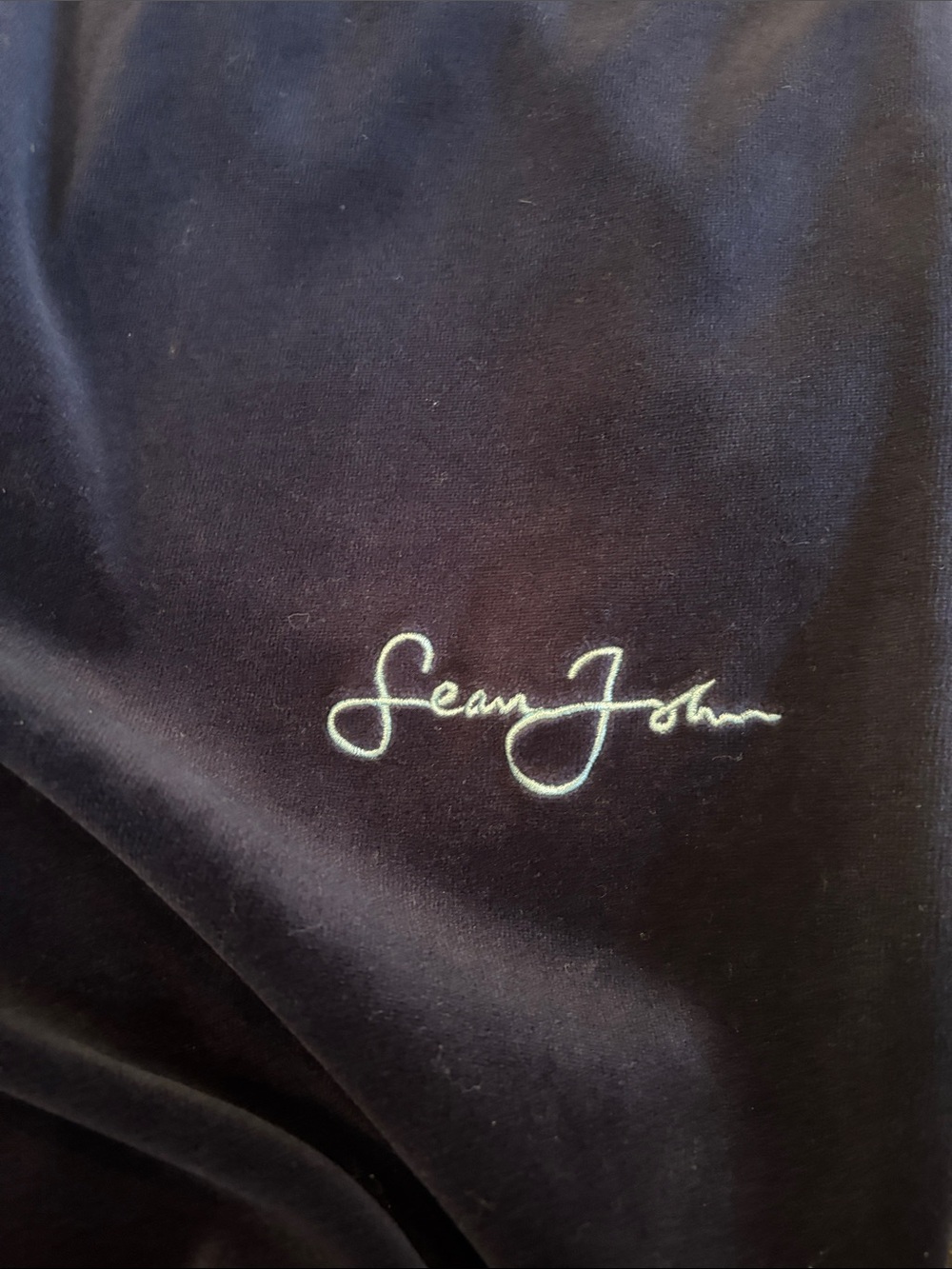Sean John Navy Blue Velour Sweatpants - Picture 3 of 4